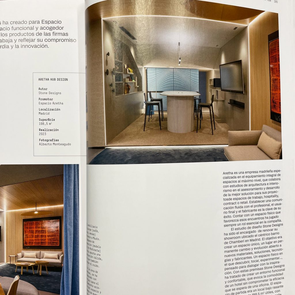 Aretha Hub Design showroom en la revista diseño interior 
